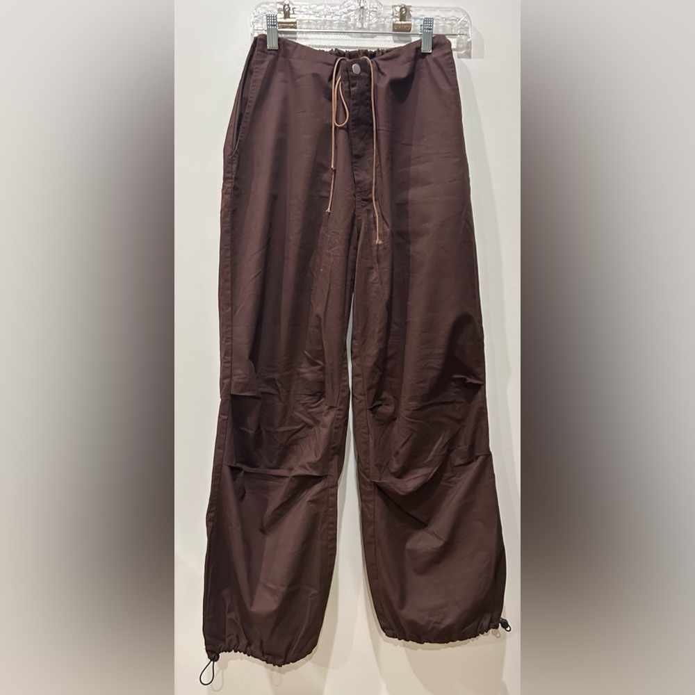 One DNA Burgundy Drawstring Parachute Pants